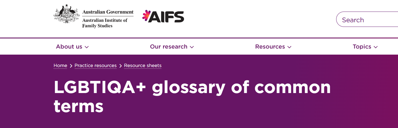 LGBTQIA+ glossary of terms – Australian Institute of Family Studies