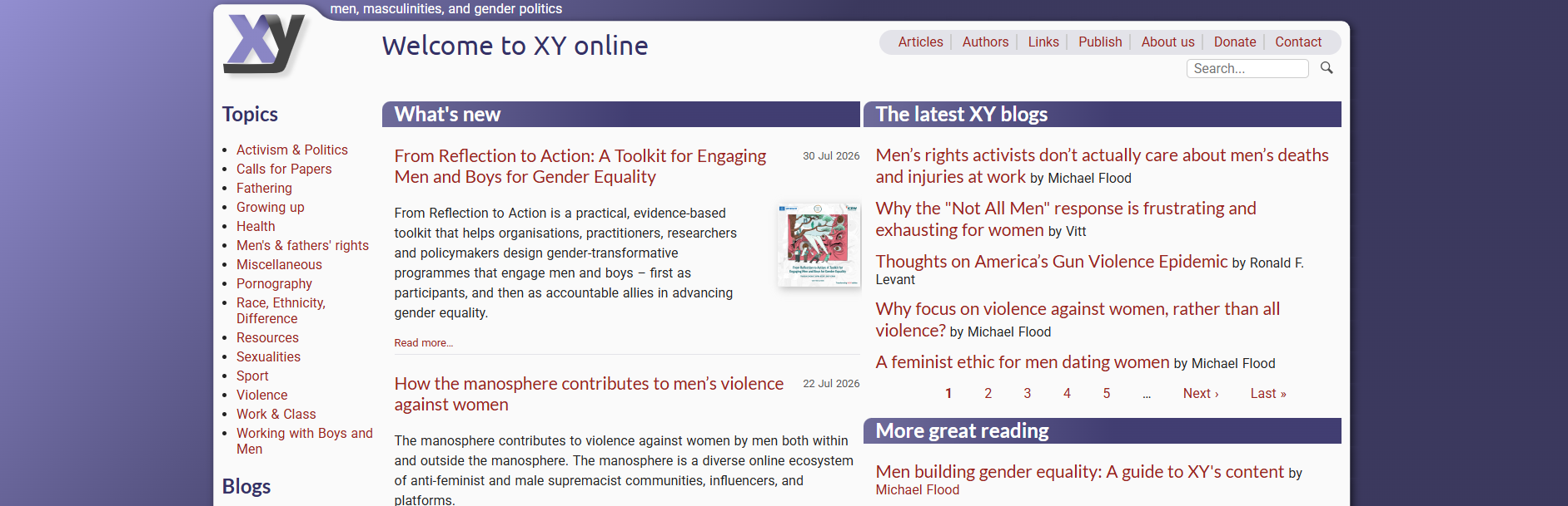 Engaging men in violence prevention: Key resources – XY